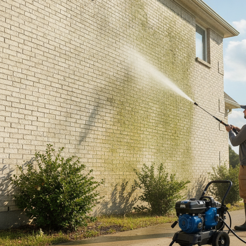 House Exterior Pressure Washing no peoples faces only neck to toes allowed