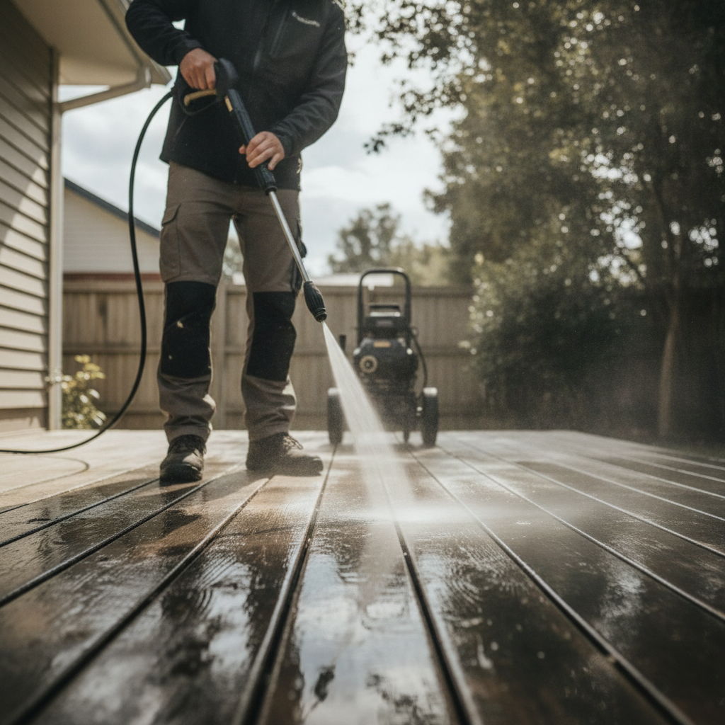 Deck Pressure Washing no peoples faces only neck to toes allowed